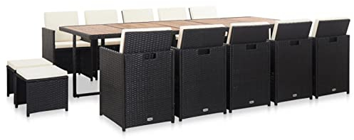 Festnight Rattan Gartenmöbel Set 10 Personen Balkon Sitzgruppe Garten Essgruppe Balkonmöbel Set Gartentisch mit 10 Stühlen Set Gartenbank Polyrattan Gartengarnitur Sitzgarnitur Balkontisch