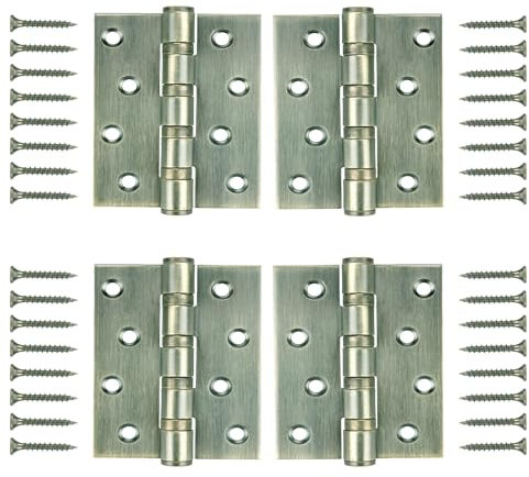 WELLOCKS Cerniere per Porta 10x7,5 cm 4 pezzi in acciaio inox 304, 3 mm di spessore cerniera porta con cuscinetti a sfera Oro spazzolato silenzioso e liscio Perfetto per porte pesanti (D04104)