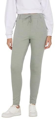 ONLY Damen Onlpoptrash Life Easy Col Pant PNT Noos Regular Fit Hose Mit Kordelzugverschluss Für Lounge Und Freizeit , Lily Pad/Detail:melange ,L / 32L