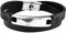 Brillibrum Design ID Schmuck Armband Echtleder Wickelarmband mit Edelstahl Platte Lederarmband schwarz Wickelband Armschmuck (Ohne Gravur, Wickelarmband Modell 1)