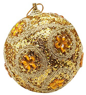 Weihnachtskugeln Kunststoff Rot Christbaumschmuck Glitzer-Weihnachtskugeln, 8 cm, Weihnachtsbaum-Dekorationskugel, Strass-Dekoration und Aufhänger Brotkorb Weihnachtsbaumschmuck (Gold, One Size)