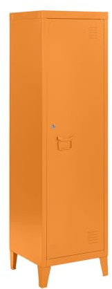 MMT Furniture - Armario de metal en naranja, amarillo, azul, blanco y gris, con cerradura, armario de limpieza, armario delgado de una puerta, almacenamiento industrial de zapatos (naranja, RAL 2008,