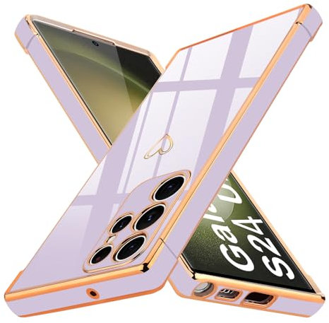 Lafunda Cover Compatibile con Samsung Galaxy S24 Ultra 5G Custodia con protezione fotocamera Sottile Morbido TPU Silicone Antiurto Protettiva Case amore Paraurti Donne per Samsung S24 Ultra 5G Viola