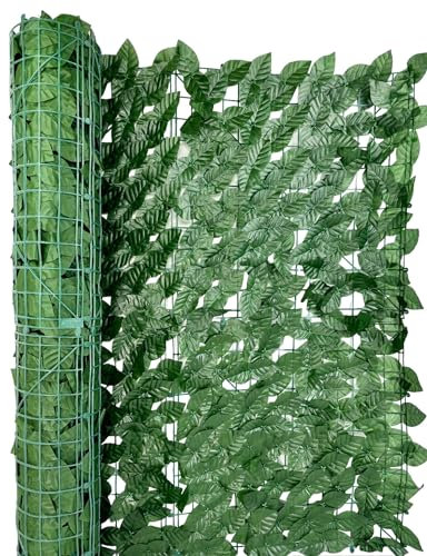 Siepe Finta Artificiale con Foglie Copri Ringhiera Verde Recinzione Edera Giardino Ornamentale Siepe Sintetica Balcone Rotolo 100x300 Cm 1x3 Metri
