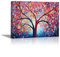 JOSUE Tableau Toile Arbre De Vie Arbre abstrait Tableau Decoration Sur Toile,Rose, rouge DéCoration Murale Pour Salon Chambre Maison Bain- 40x60cm Encadrée