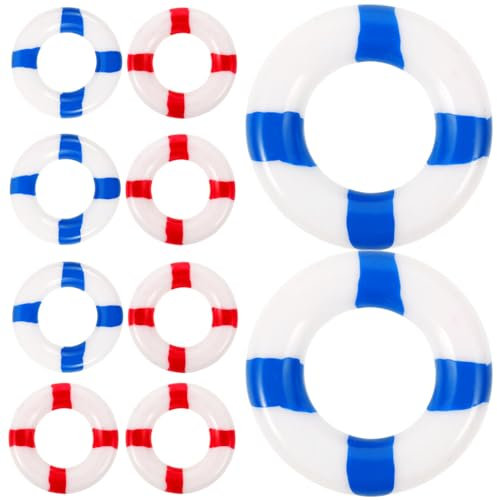 Luxshiny 10 Stück Mini-Rettungsring-Dekorationen Miniatur-Ring-Spielzeug Rettungsring Landschafts-Schwimmring Feengarten-Mini-Schwimmring Für Puppenhaus Nautische Dekoration Ornament
