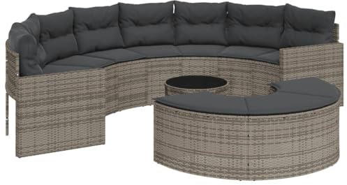 vidaXL Garten Sofa Garnitur 3-TLG., Gartenmöbel Set Halbrund, Sitzgruppe für Garten Terrasse, Lounge Sitzgarnitur, Grau Poly Rattan