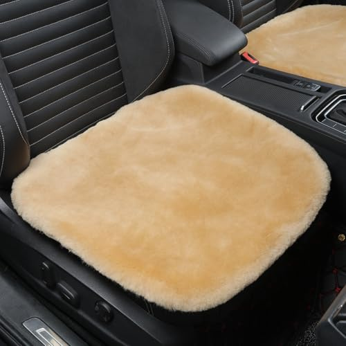 Sisha-A Schaffell Sitzkissenbezug 49 cm x 49 cm Vollfell Kurzwoll-Sitzauflage Naturfell Autositzbezüge Universelle Passform für die meisten Autos, LKWs, SUVs oder Transporter (Goldener Kamelbraun)