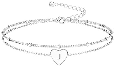 JeweBella Charm Armband mit Buchstaben für Damen Mädchen Herz Perle Personalisiertes Armband Damen Silber Gold Armbänder Damen Buchstaben Armkette Geburtstagsgeschenk für Frauen Mädchen
