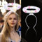 yumcute Weißer Haarreif Heiligenschein LED, Haarreifen Engel Karneval Accessoire für Damen & Herren Haarreif mit Federkranz für Karneval Masquerade Party Foto Requisiten