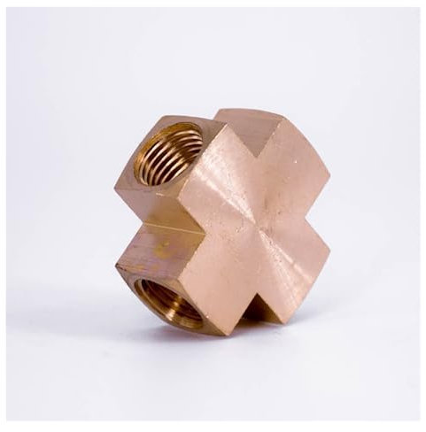 1/4 NPT Femmina Croce 4 Vie Ottone Raccordo Accoppiatore Connettore Acqua Gas Carburante