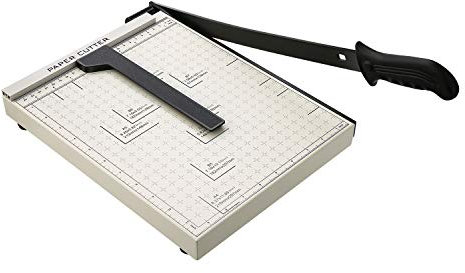 A4 Papierschneider Profi, Hebelschneider 47cm, Metall Schneidegerät 32x25x3cm, Rollenschneider Fotoschneider für Schule & Büro, Weiß