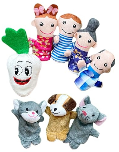 Fingerpuppen – Spiel Zubehör für Märchen und Lesen, 8-teilig, Handpuppen mit Fingern – Lernzubehör für Rollenspiel im Kindergarten