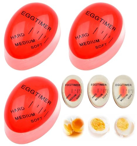 Eggtimer,3 PCS Farbwechsel Eieruhr Sicher Ungiftige Haltbare Egg Timer zum Mitkochen Anzeige Hart Medium Weich für Gekochte Eier Wiederverwendbar Eierzubehör Lustig für Kinder