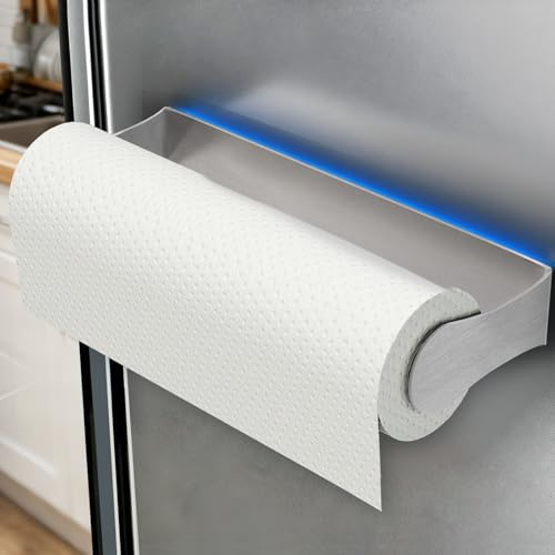 Smipam Magnetic Paper Towel Holder for Fridge, No Drilling, Strong Magnet, Stainless Steel, Sliver, Paper Towel Holder Magnetic for Refrigerator, Rv, Grill, Kitchen Decor and Accessories