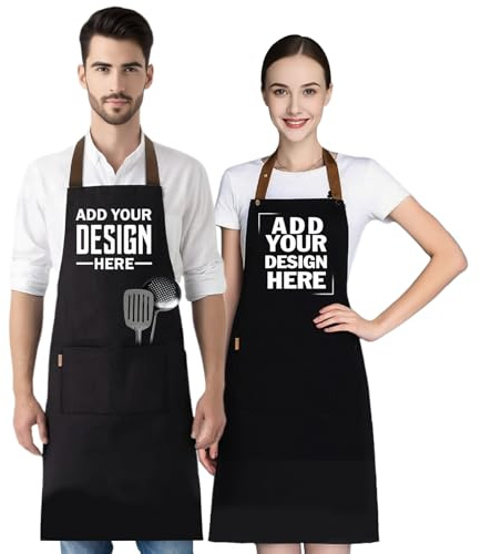 Personalisierte Schürze für Männer und Frauen, individuelle Kochschürze – fügen Sie jeden Text, Bild oder Logo hinzu – verstellbare Latzschürze mit 2 Taschen, personalisierte Backgeschenke für