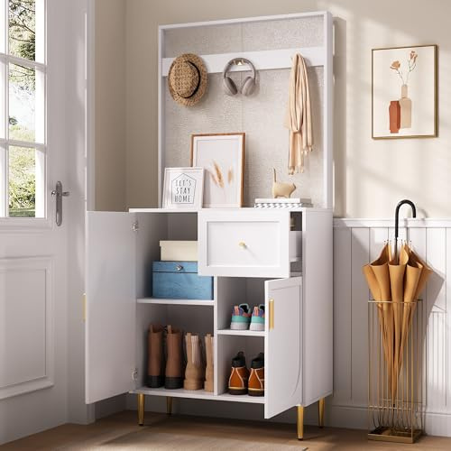 BENMWS Kompaktgarderoben Garderoben-Set 80 x 180 cm, Dielenschrank Wandschrank Regal Diele & Flur Kleiderschrank Paneelen Schuhschrank