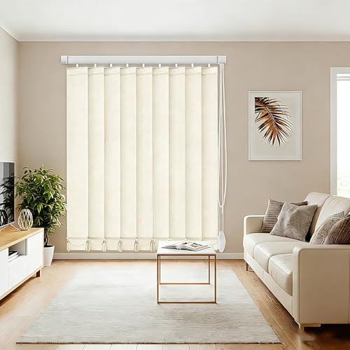 Lamellenvorhang Verdunkelungsjalousie, Vertikaljalousie 97mm, Raumverdunkelnd Schiebevorhang Komplettset, Lichtdurchlässig Lamellen Vorhang für Heim Büro(W240x250cm)