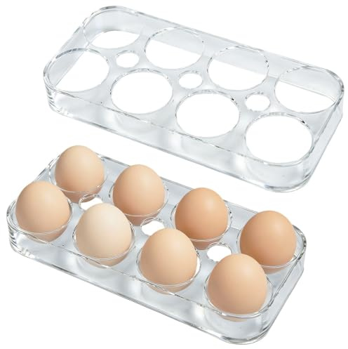 ZXBBTZ 2 Pezzi Porta Uova per Frigorifero per 8 Uova Trasparente Portauova Frigo in Plastica Porta Uovo da Frigo Portauova per Frigorifero Contenitore per Uovo per Frigorifero e Cucina