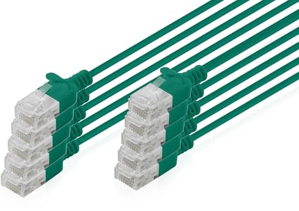 DIGITUS LAN Kabel Cat 6 – 1,5 m – 10 Stück – Slim – U/UTP – Grün | 1 Gbit/s – Ungeschirmt – PoE+ – AWG 32/7 – LSZH – RJ45 Netzwerkkabel Patchkabel – Kompatibel zu Cat 6A und Cat 7