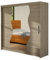 Kleiderschrank mit Spiegel Begas, Schwebetürenschrank, Schiebetürenschrank, Modernes Schlafzimmerschrank, Garderobe, Schlafzimmer (Sonoma Eiche)
