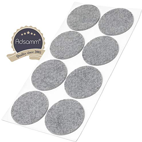 Adsamm® / 8 x Selbstklebende Filzgleiter/Grau/ø 60 mm/Rund/Möbelgleiter aus Filz mit 3.5 mm Stärke/Möbel- und Bodengleiter