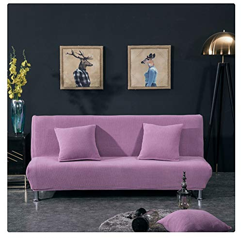 Elastisch Sofabezug ohne armlehnen Klappsofa Überwürfe Sofabezug Elastische voll zusammenklappbare Couch Sofa Schild passt zusammenklappbare Sofa-Bett ohne Armlehnen,Helles Lila,2 Sitzer(160-185CM)