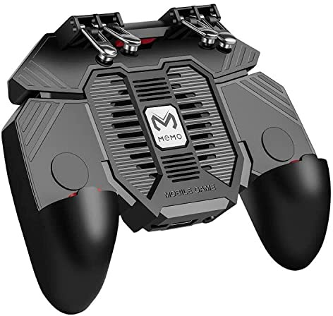DELAM Mobile Game Controller for iPhone & Android, Pubg Mobile Controller with Cooling Fan, Phone Triggers for Gaming, Gaming Grip Joystick Gamepad Shoot Aim Keys for 4.7-6.5 Phone