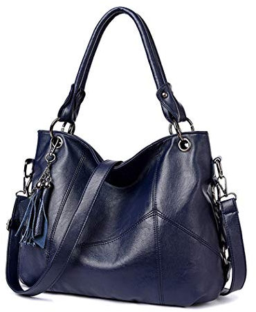 BUKESIYI Damen Tasche Handtasche Umhängetasche Schultertasche Frauen Kulturbeutel Weekender Klein PU Leder DE77161 Dunkelblau