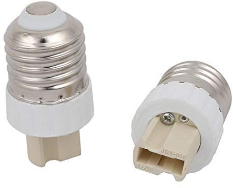 2 adattatori convertitore da E27 a G9 per lampadina, con portalampada, colore: bianco