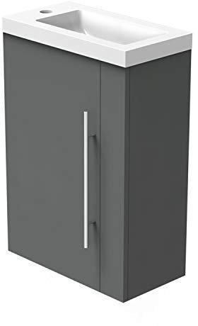 AICA sanitaire Meuble Lave-Mains Moderne à Suspendre avec lavabo, Meuble de Rangement avec Une Porte et 2 étagères 45cm / Anthracite