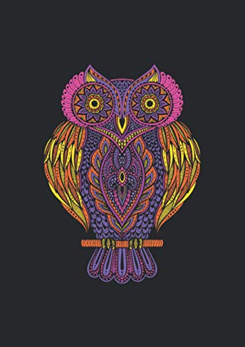 A4 Notizbuch kariert mit Softcover Design: Bunte Eule mit Mandala Tatto Geschenk Tierdesign Tiere: 120 karierte DIN A4 Seiten