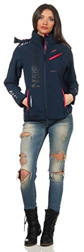 Geographical Norway REINE LADY - Damen wasserabweisend Softshell-Jacke - Outdoor-Kapuzenjacke softshelljacke - Winter mantel Jacke - winddicht funktionsjacke (Navy/Pink 2XL) Größe 5