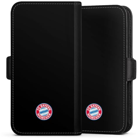 Flip Case kompatibel mit Apple iPhone 8 Handyhülle aus Kunst Leder schwarz Klapphülle FC Bayern München Logo FCB