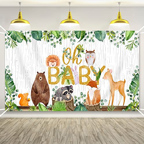 Wald Baby Shower Hintergrund Banner, Dschungel Tier Geburtstag Party Dekoration Wald Geburtstag Dekorationen Wald Kreatur Hintergrund für Junge Mädchen Kinder, 6 x 3,6 ft
