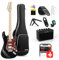 Donner E Gitarren Set, 39 Zoll E-Gitarre HSS Pickup Coil Split, DST-152B Electric Guitar mit Verstärker, Tasche, Kapodaster, Gurt, Saiten, Stimmgerät, Kabel, Plektren, Schwarz