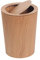 Poubelle de salle de bain ronde avec couvercle basculant, en bois naturel de luxe (jaune, 8 l)