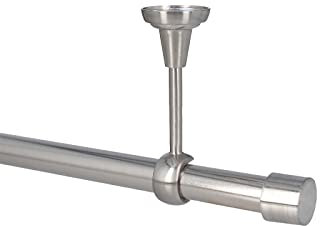 Sento 25mm Gardinenstange Vorhangstange 1-läufig Deckenmontage Edelstahl Optik 180 cm Albana