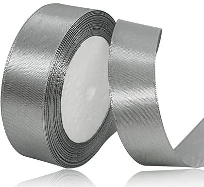 Grau Satinband 20mm x 22Meters Schleifenband Grau Satinband Geschenkband Dekoband Stoffband für Geschenk, Basteln, Nähprojekte, Haarschleifen, Brautstrauß, Hochzeits Dekoration