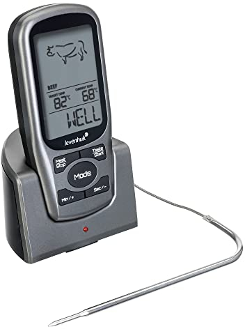 Levenhuk F30 Drahtlose Küchenthermosonde – Lebensmittelthermometer für Fleisch, BBQ, Grill