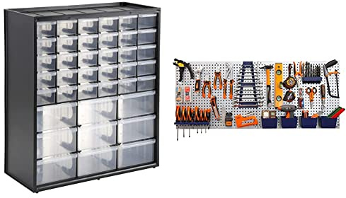 Stanley 1-93-981 Organiseur 39 Compartiments & Fischer DAREX Panneaux Muraux X2 et Accessoires de Rangement X32 810730 Métal