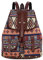 Vintage Damen Boho Leinwand Schultasche Braun Geometrie Outdoor Reisen Rucksack Mode Kunstleder Schnalle Klappe mit Kordelzug für Schule Einkaufen Reise Arbeit