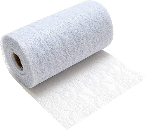 Weiß Spitzenband, 25 Yards 15 cm Breite Blumenmuster Spitzenbordüre, Nähen Spitzenborte Spitzenbesatz, Tischläufer Spitze, Zierband Spitze für Basteln Nähen Handwerk, Hochzeit Deko, Tischdeko (#2)