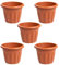 (Set of 5) 33cm Terracotta Plastic Round Planters Indoor/Outdoor Plant Pot Lightweight & Weather Resistant Contemporary Design Style Garden Planters Plant Herb Flower Pot Nursery Pot For Home