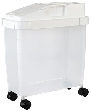 Extra Large Food Storage Containers, Cereal Dispensers with wheels, Multi-Use Food Container Box With measuring cup, Kitchen Dry Food Storage for Pasta, Cereal, Rice, Pet Food,B