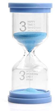 Focenat Sanduhren Set für Kinder, Sanduhr Zähneputzen 3/5 / 10 Minuten, Buntes Glas Timer Eieruhr Kinder Zahnputzuhr Klassenzimmern, Küchen, Wohnungen, Büro, Heimdekoration (3 Minuten)
