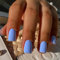 JUSTOTRY 24 Pcs Glossy Bleu Carrés Faux Ongles Court Motif,Solide Press on Nails Courts,Moyen French Faux Ongle avec Colle Pour Femme et Ado,Sky Blue Square Faux Ongles à Coller Nail Art
