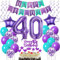 Deko 40. Geburtstag Frau, Luftballons 40 Geburtstag deko Frauen lila, Geburtstagsdeko 40 Jahre Frauen Dekoration, Ballon 40. Geburtstag Frauen lila Tortendeko 40. Geburtstag deko Luftballon Frau