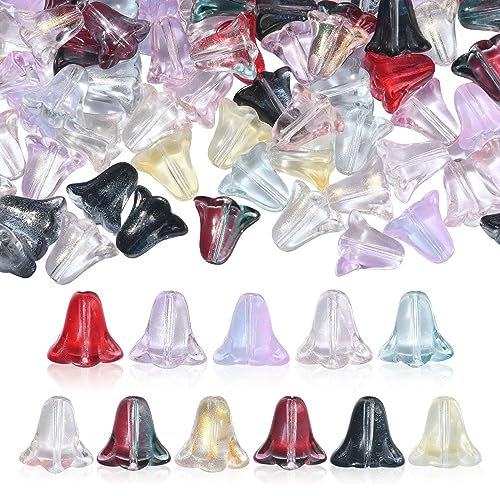 UR URLIFEHALL Lot de 100 perles en verre translucide en forme de fleur pour la fabrication de bijoux et accessoires pour cheveux