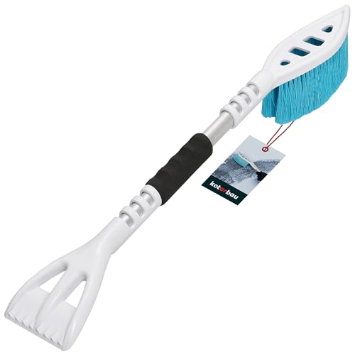 KOTARBAU® Premium Eiskratzer Auto mit Besen 70 cm Schneebürste Kunststoff Scheibenkratzer mit Ergonomischer Griff Weiß und Blau Schneebesen Auto Zubehör Eisschaber Auto Gadget